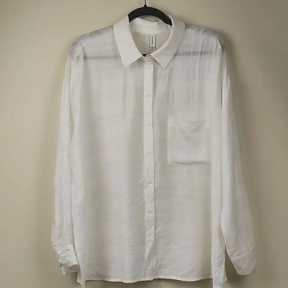Gentle Fawn Semi Sheer Long Sleeve Button Down Blouse Size L NWT